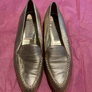 Joan & David Metallic Gold Loafers for Women